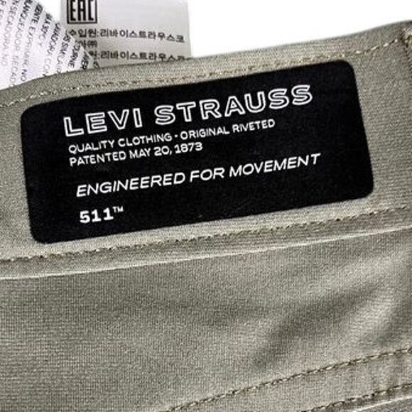Levi's 511 Slim Fit Pants 38x30 Green Engineered For Movement Men's - Picture 3 of 10